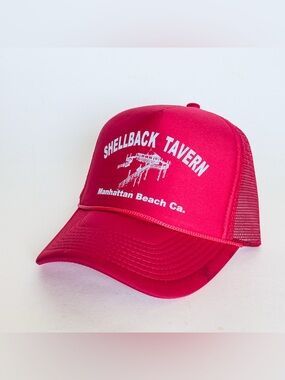 Shellback Tavern Manhattan Beach CA Red Trucker Hat